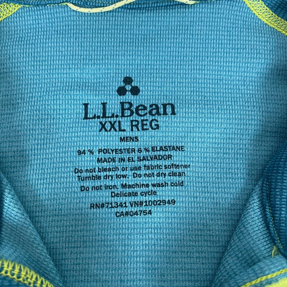 LL Bean Mens 1/4 Zip Base Layer Mens XXL Grid Fleece Teal Blue Colorblock 2XL - Picture 3 of 12